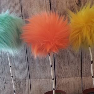 3 single Truffula trees with painted pots